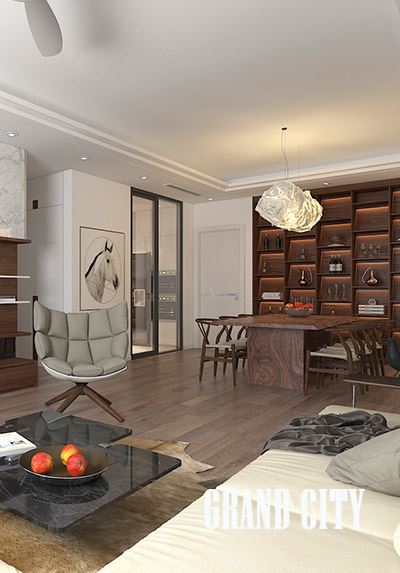 Thi công nội thất chung cư Grand City đậm phong cách hiện đại - Anh Hà